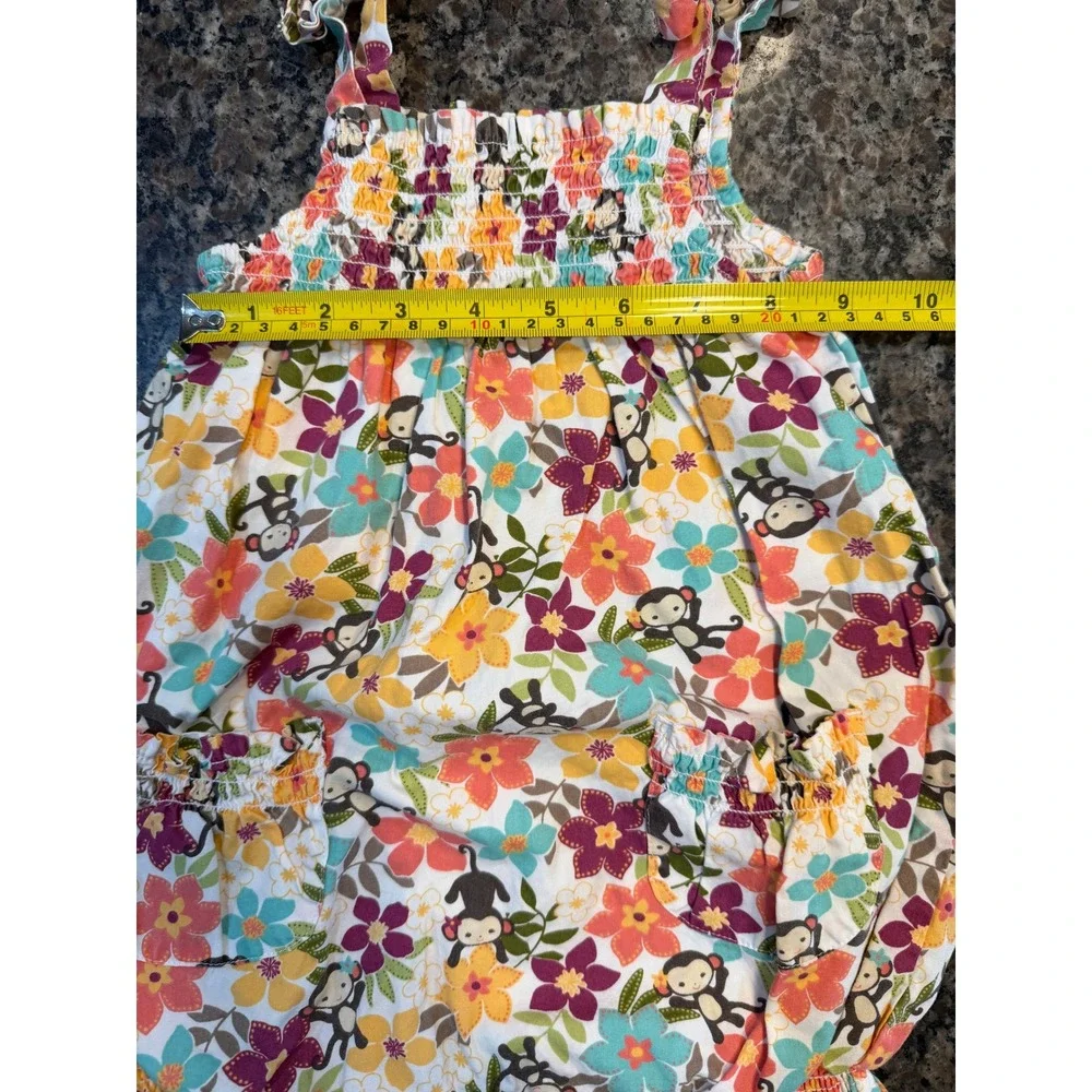 Gymboree Baby‎ Girl Monkey Floral Bubble Romper 18-24 Months Cotton Sunsuit